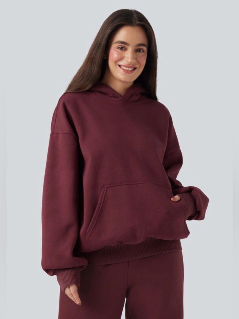 HALARA Oversized Maroon Hoodie